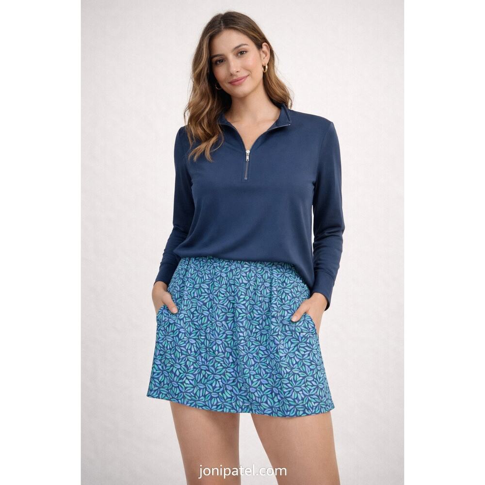 Sigrid Olsen Golf & Tennis 2 piece Set‎ Zip Pullover & Skort Lg Blue NWT